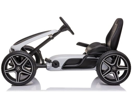 Baltai juodas Mercedes pedalinis gokartas