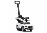 Baltas Mercedes 3in1 paspirtukas–mašinėlė su stūmimo rankena