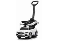Baltas Mercedes 3in1 paspirtukas–mašinėlė su stūmimo rankena