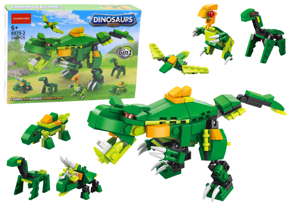 Dinozaurų konstruktorius 6in1 – 160 detalių