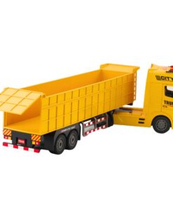 Geltonas transporto sunkvežimis su priekaba