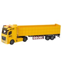 Geltonas transporto sunkvežimis su priekaba