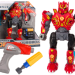 Išardomas raudonas robotas su grąžtu