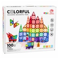 Magnetiniai spalvotų panelių 100 vnt. konstruktoriaus blokeliai
