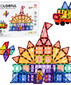 Magnetiniai spalvotų panelių 85 vnt. konstruktoriaus blokeliai