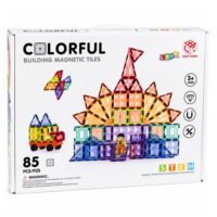 Magnetiniai spalvotų panelių 85 vnt. konstruktoriaus blokeliai