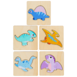 Medinės dinozaurų dėlionės – 11 × 11 cm