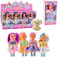 Mini lėlytė su suknele ir šuniuku – 12 cm