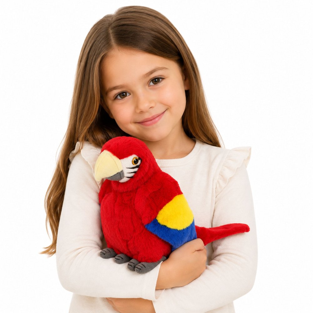 Pehmest punasest ara-papagoist koosnev loom &ndash; 24 cm
