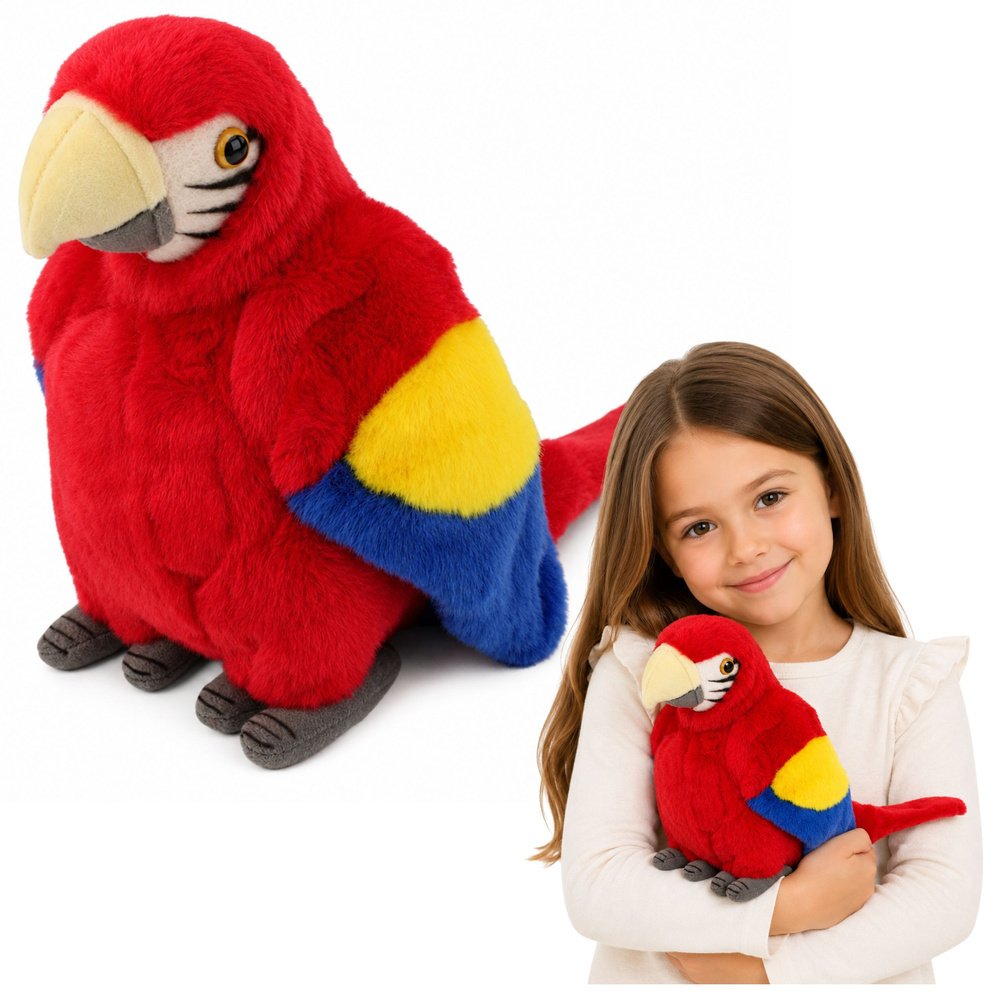Pehmest punasest ara-papagoist koosnev loom &ndash; 24 cm