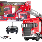 RC gaisrinės automobilis su bokšteliu – vandens purškimas