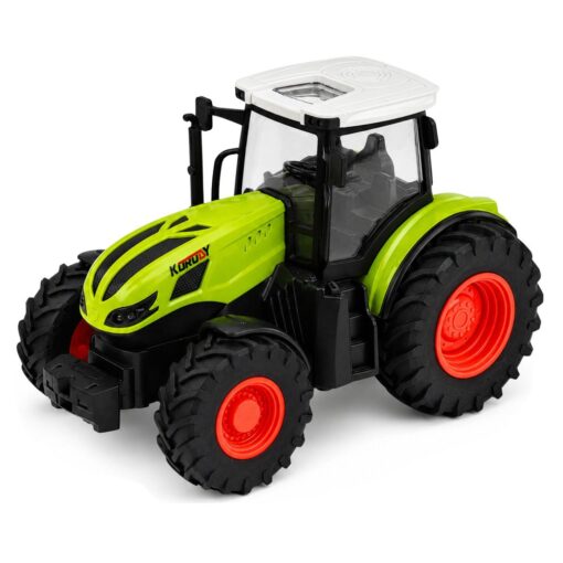 RC ūkinis traktorius su priekaba ir šieno rulonais 1:24