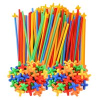 STRAWS šiaudelių konstruktorius (1000 detalių) – mega rinkinys lagamine