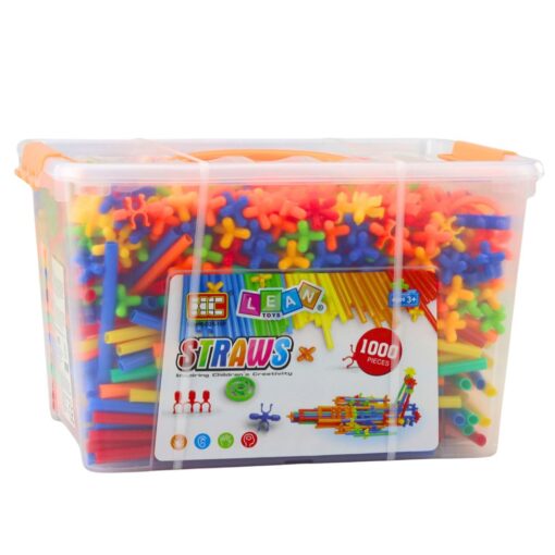 STRAWS šiaudelių konstruktorius (1000 detalių) – mega rinkinys lagamine