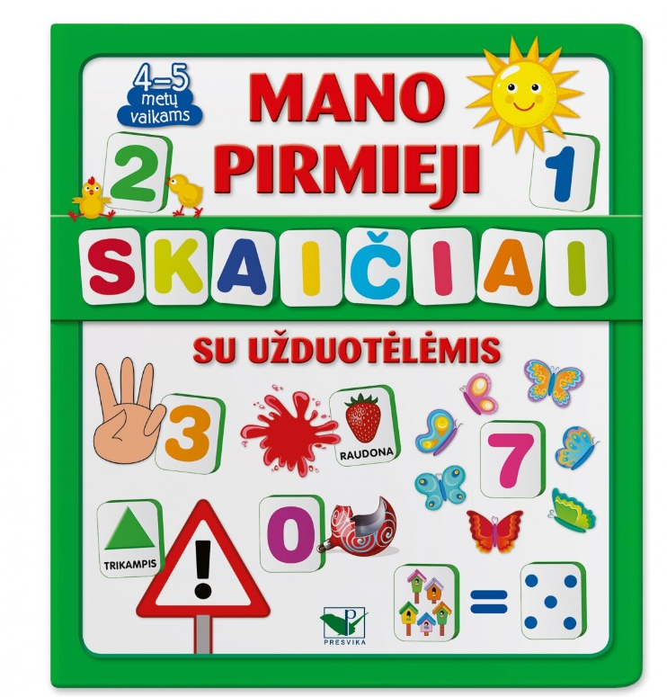 Mano pirmieji skaičiai SU UŽDUOTĖLĖMIS 4-5m.v.(knyga su 64 putplasčio kortelėmis)