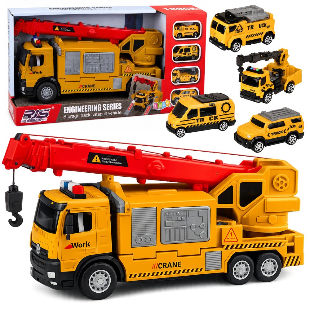 Sunkvežimis su kranu ir transporteriu Sunkvežimis su kranu ir transporteriu