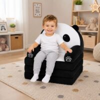 Vaikiškas 2‑in‑1 atsilenkiantis krėslas–gultas „Panda“