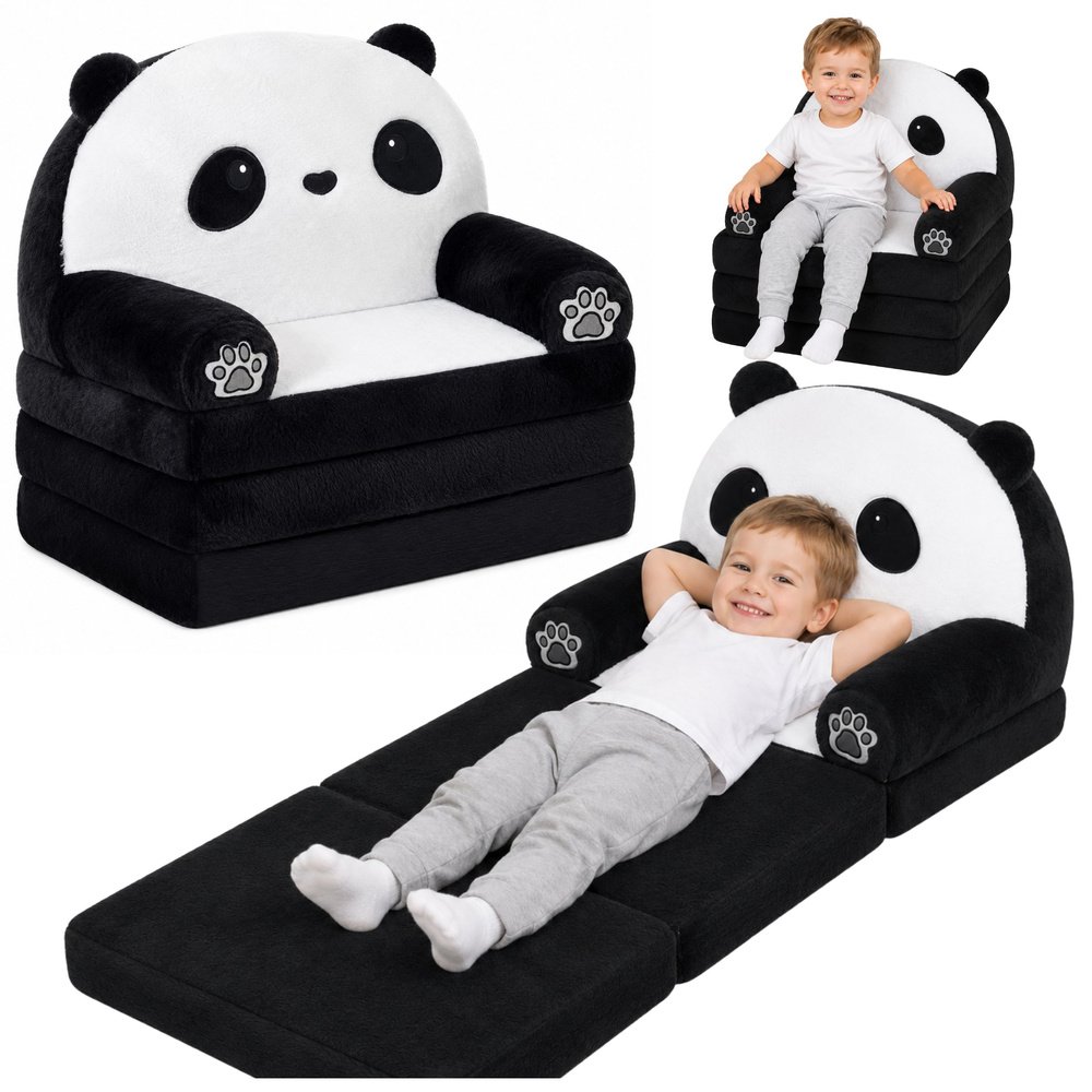 Vaikiškas 2‑in‑1 atsilenkiantis krėslas–gultas „Panda“ Vaikiškas 2‑in‑1 atsilenkiantis krėslas–gultas „Panda“