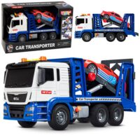Automobilių transporterio sunkvežimis su sportine mašina