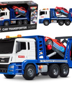 Automobilių transporterio sunkvežimis su sportine mašina