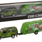 Džipas su dinozaurų priekaba