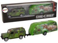 Džipas su dinozaurų priekaba
