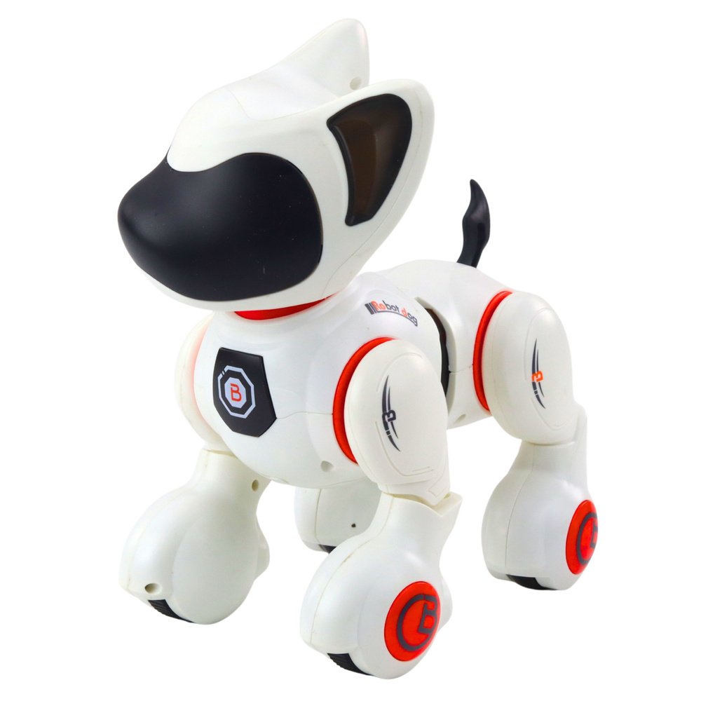 Interaktyvus robotas šuo su nuotolinio valdymo pultu
