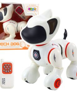 Interaktyvus robotas šuo su nuotolinio valdymo pultu