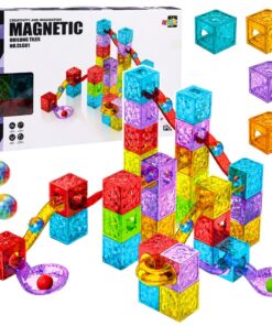 Magnetiniai blokeliai su rutuliukų trasa