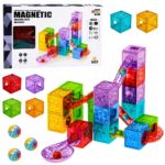Magnetiniai blokeliai – kubeliai su rutuliukų trasa