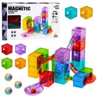 Magnetiniai blokeliai – kubeliai su rutuliukų trasa