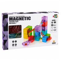 Magnetiniai blokeliai – kubeliai su rutuliukų trasa