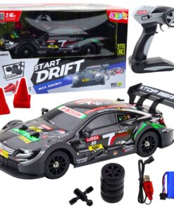 Nuotoliniu valdomas lenktyninis automobilis RC 1:16 „Black Carbon“ su LED apšvietimu
