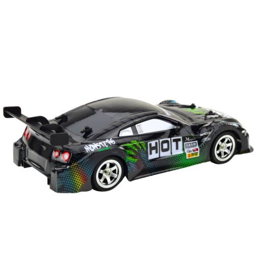 Nuotoliniu valdomas lenktyninis automobilis RC 1:16 „Black Monster“ su LED apšvietimu