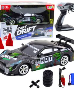 Nuotoliniu valdomas lenktyninis automobilis RC 1:16 „Black Monster“ su LED apšvietimu