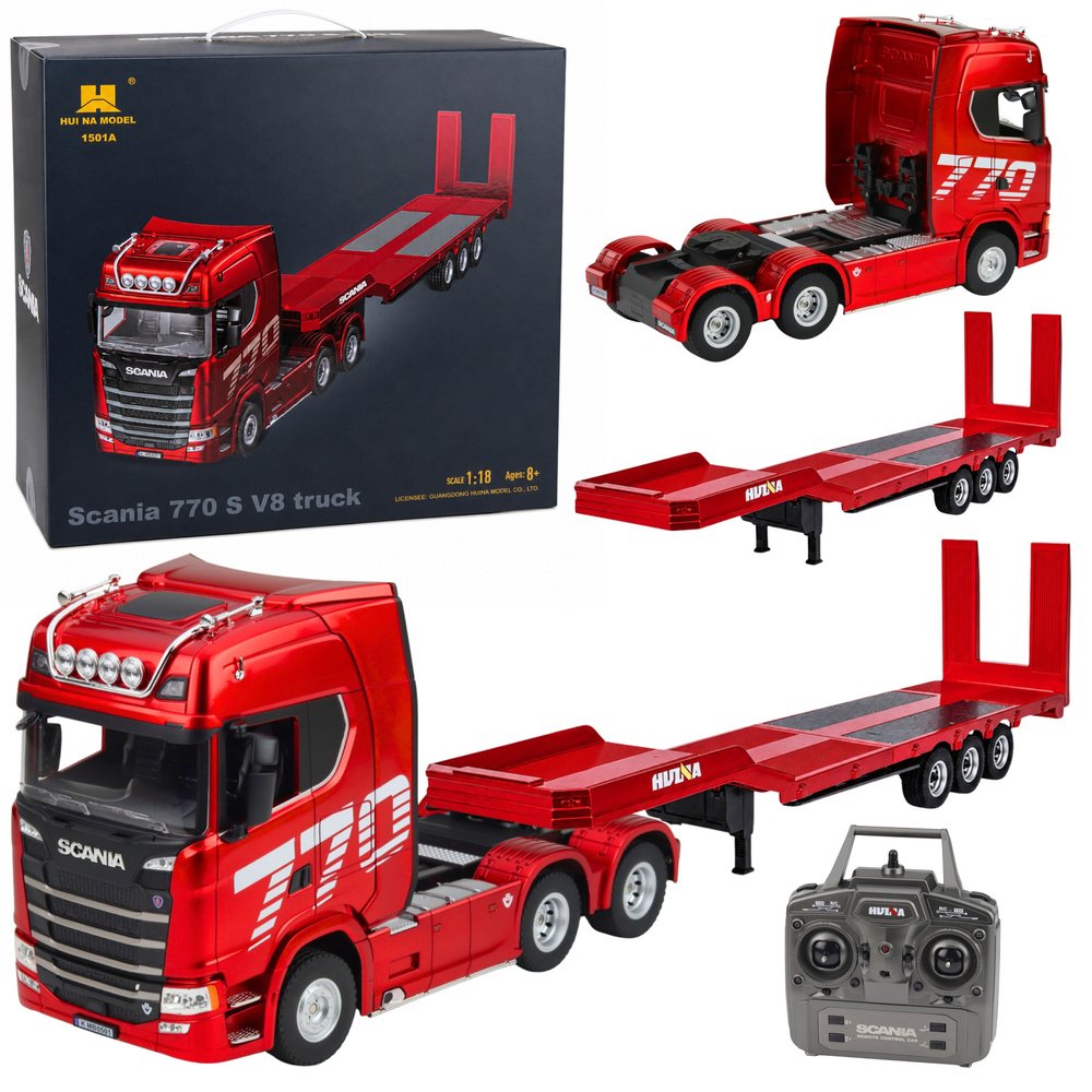 SCANIA 770S HUINA 1501 RC RINKINYS SU 1502 PRIEKABA 1:18
