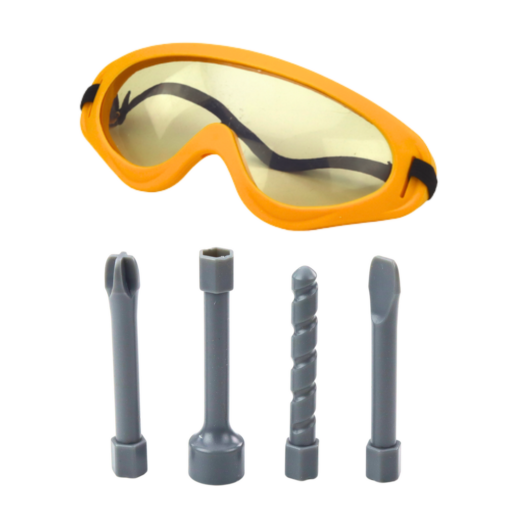 Vaikiškas perforatorius su antgaliais ir apsauginiais akiniais