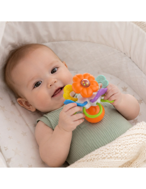 WOOPIE BABY sensorinis barškutis-kramtukas „Gėlytė“ kūdikiams nuo 0 mėn. - Image 2
