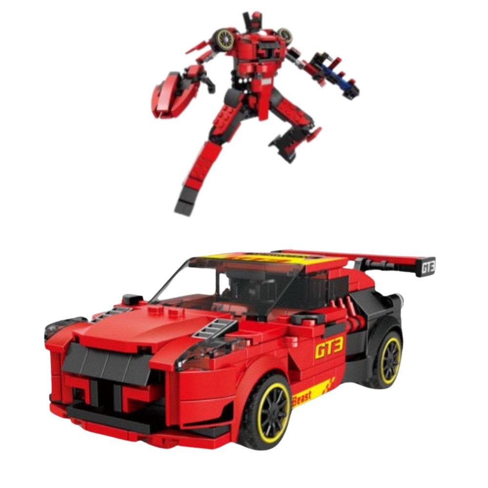 2‑in‑1 konstruktorius – sportinis GT3 automobilis ir futuristinis robotas