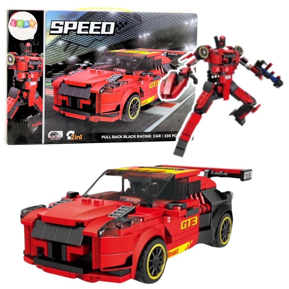 2‑in‑1 konstruktorius – sportinis GT3 automobilis ir futuristinis robotas