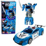 2‑in‑1 policijos robotas ir sportinis automobilis