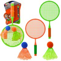 Badmintono rinkinys vaikams – 2 raketės + 2 kamuoliukai‑plunksnelės