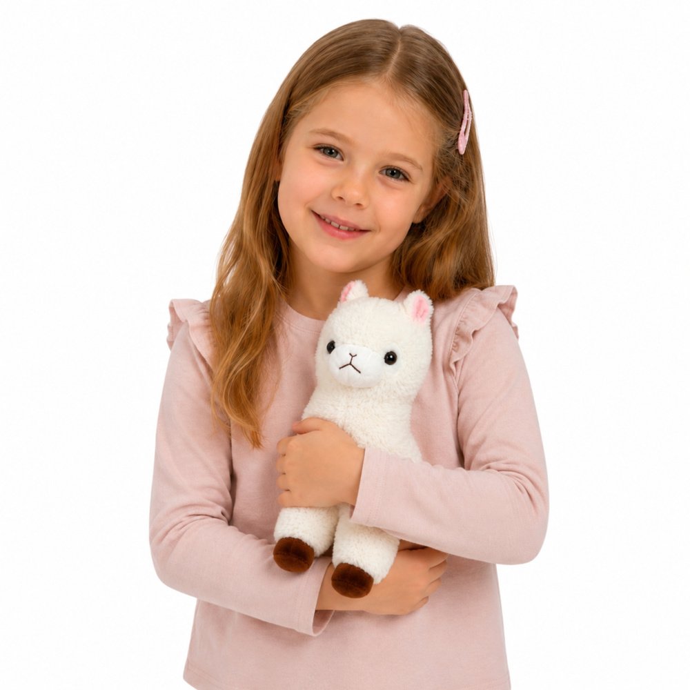Balta pliušinė alpaka 28 cm