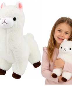Balta pliušinė alpaka 28 cm