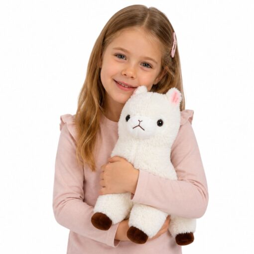 Balta pliušinė alpaka 38 cm