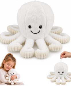 Baltas pliušinis aštuonkojis 30 cm