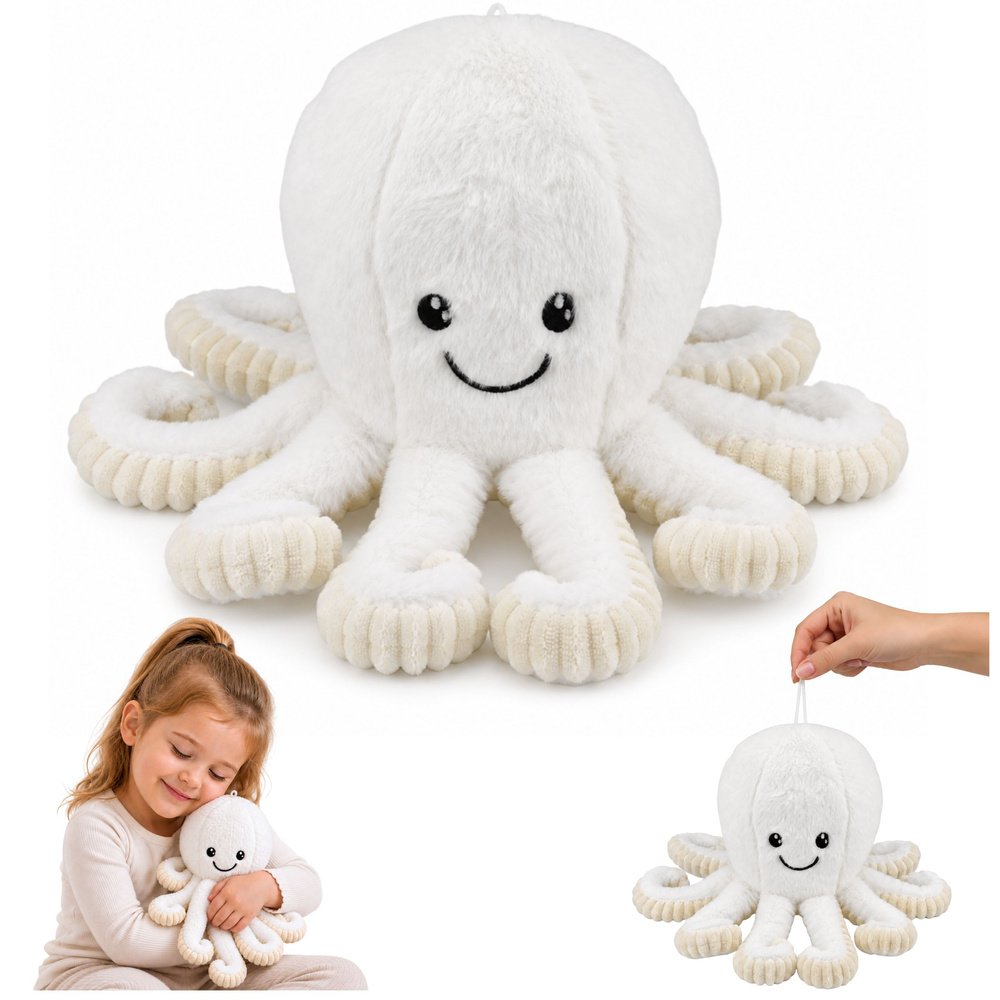 Baltas pliušinis aštuonkojis 30 cm Baltas pliušinis aštuonkojis 30 cm