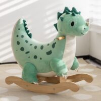 Classic World pliušinis–medinis dinozauras ant lingių su sėdyne ir rankenomis