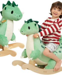 Classic World pliušinis–medinis dinozauras ant lingių su sėdyne ir rankenomis