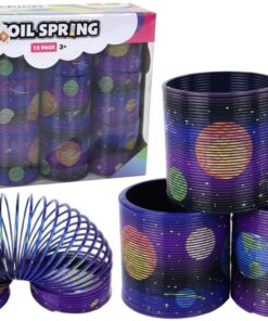 Ikoninė violetinė spyruoklė su planetų motyvu